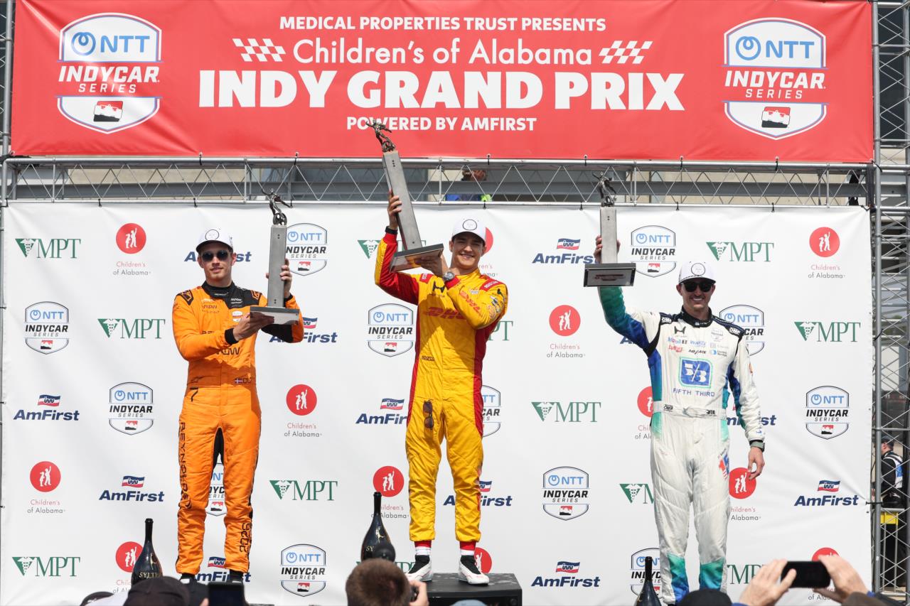 Christian Lundgaard, Alex Palou and Graham Rahal - Children's of Alabama Indy Grand Prix - By: Joe Skibinski -- Photo by: Joe Skibinski