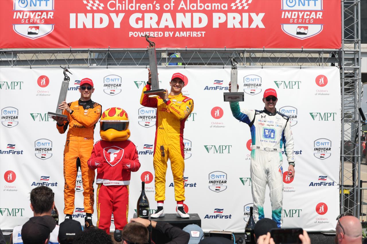 Christian Lundgaard, Alex Palou and Graham Rahal - Children's of Alabama Indy Grand Prix - By: Joe Skibinski -- Photo by: Joe Skibinski