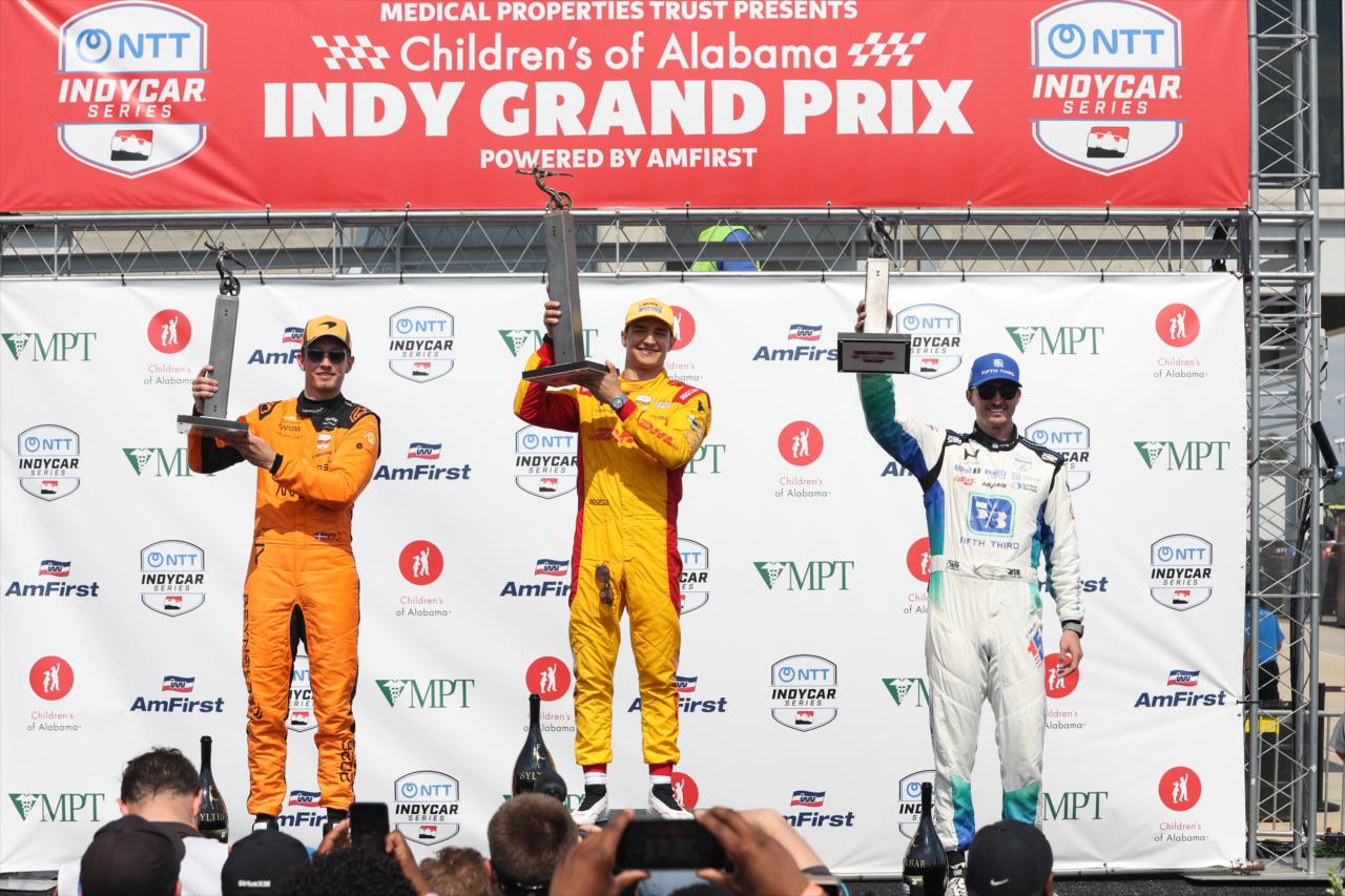 Christian Lundgaard, Alex Palou and Graham Rahal - Children's of Alabama Indy Grand Prix - By: Joe Skibinski -- Photo by: Joe Skibinski