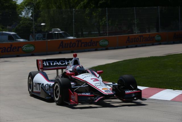Helio Castroneves on course during practice for the Chevrolet Dual In Detroit -- Photo by: Chris Jones