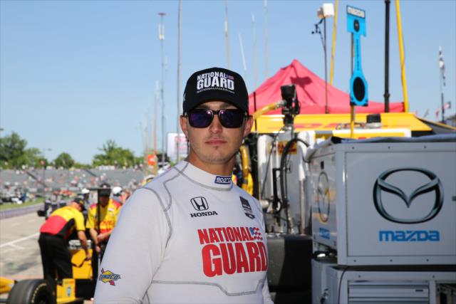 Graham Rahal on pit lane prior to practice for the Chevrolet Dual in Detroit -- Photo by: Chris Jones