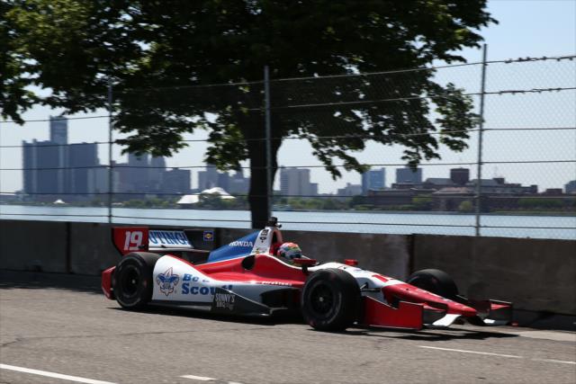 Justin Wilson on course during practice for the Chevrolet Dual in Detroit -- Photo by: Chris Jones