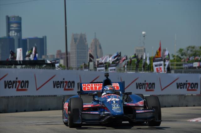 Graham Rahal exits Turn 2 during practice for the Chevrolet Dual In Detroit -- Photo by: Chris Owens