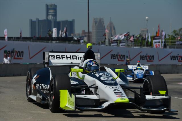 Josef Newgarden exits Turn 2 during practice for the Chevrolet Dual In Detroit -- Photo by: Chris Owens