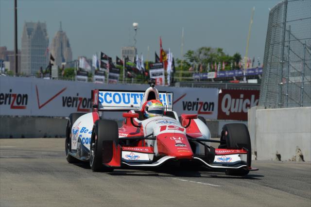 Justin Wilson exits Turn 2 during practice for the Chevrolet Dual In Detroit -- Photo by: Chris Owens