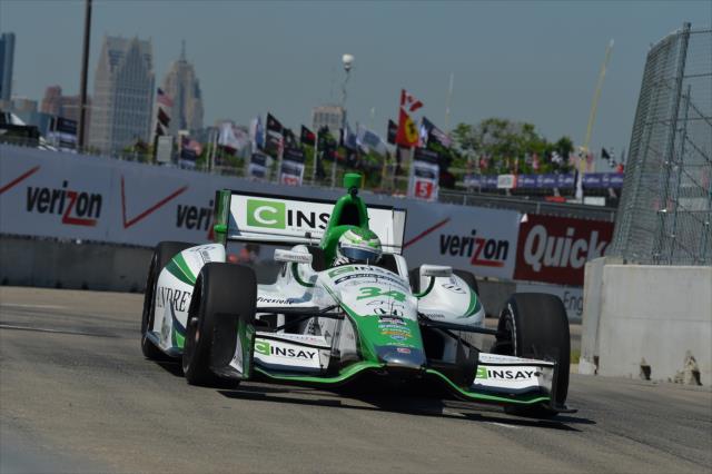 Carlos Munoz exits Turn 2 during practice for the Chevrolet Dual In Detroit -- Photo by: Chris Owens