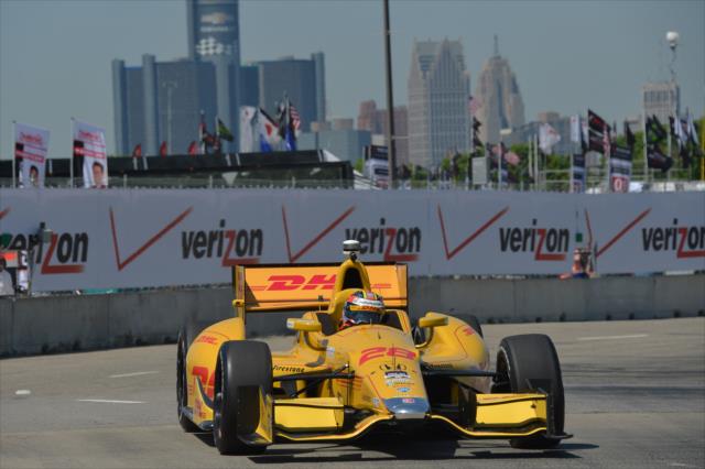 Ryan Hunter-Reay exits Turn 2 during practice for the Chevrolet Dual In Detroit -- Photo by: Chris Owens