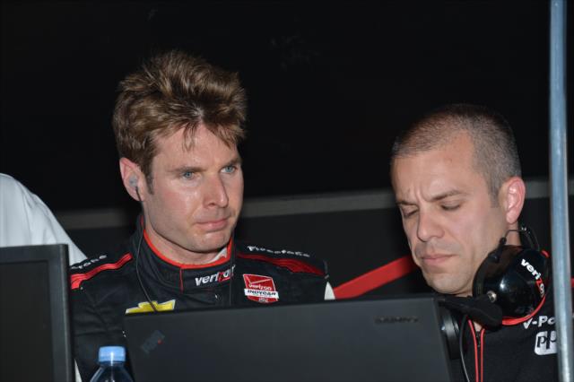 Will Power reviews practice data at Belle Isle -- Photo by: Chris Owens
