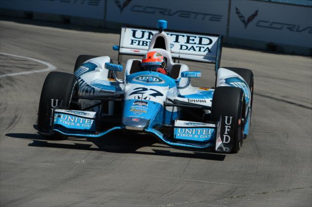 James Hinchcliffe on course during practice for the Chevrolet Dual in Detroit -- Photo by: Chris Owens