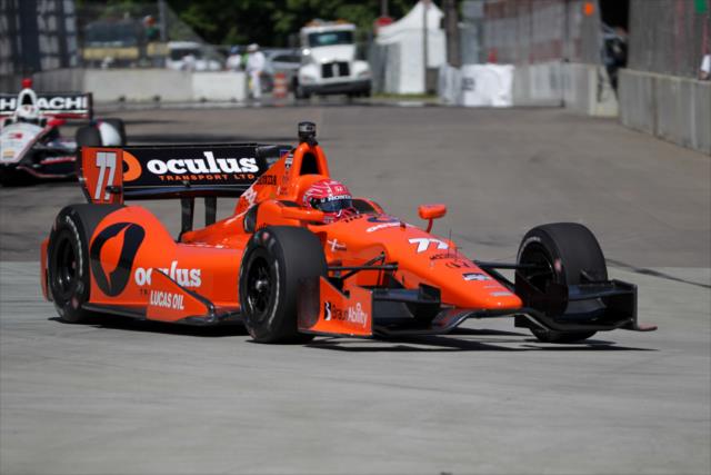 Simon Pagenaud on course during practice for the Chevrolet Dual in Detroit -- Photo by: Joe Skibinski
