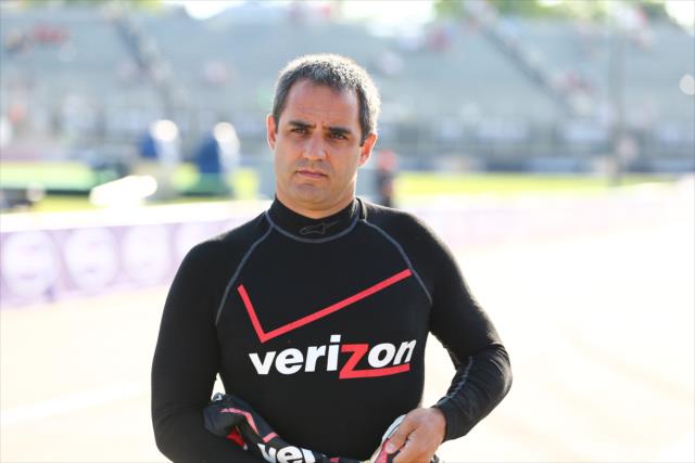 Juan Pablo Montoya on pit lane prior to qualifications for Race 1 of the Chevrolet Indy Dual in Detroit -- Photo by: Chris Jones