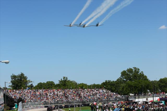 A spectacular flyover during the pre-race festivities for Race 1 of the Chevrolet Indy Dual in Detroit -- Photo by: Chris Jones
