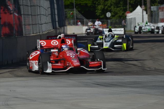 Scott Dixon leads Josef Newgarden into Turn 5 during Race 1 of the Chevrolet Indy Dual in Detroit -- Photo by: Chris Owens