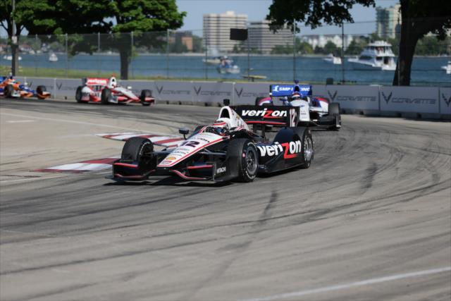 Will Power leads Mikhail Aleshin into Turn 7 during Race 1 of the Chevrolet Indy Dual in Detroit -- Photo by: Joe Skibinski