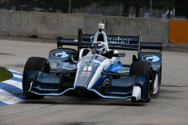 Max Chilton hits the apex of Turn 11 during practice for the Chevrolet Detroit Grand Prix -- Photo by: Bret Kelley