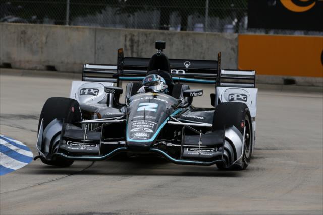 Josef Newgarden hits the apex of Turn 11 during practice for the Chevrolet Detroit Grand Prix -- Photo by: Bret Kelley
