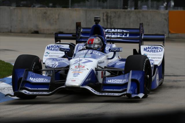 Marco Andretti hits the apex of Turn 11 during practice for the Chevrolet Detroit Grand Prix -- Photo by: Bret Kelley