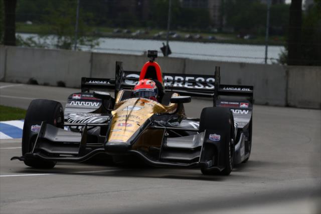 James Hinchcliffe rolls through Turn 12 during practice for the Chevrolet Detroit Grand Prix -- Photo by: Bret Kelley