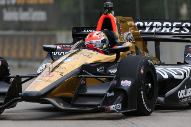 James Hinchcliffe scoots into Turn 6 during practice for the Chevrolet Detroit Grand Prix -- Photo by: Bret Kelley