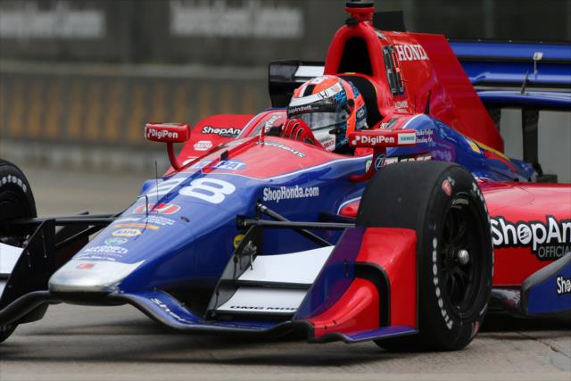 Alexander Rossi scoots into Turn 6 during practice for the Chevrolet Detroit Grand Prix -- Photo by: Bret Kelley
