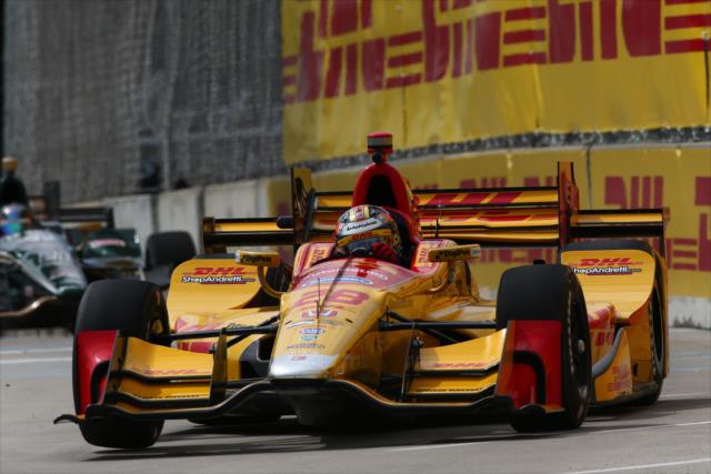 Ryan Hunter-Reay sets up for Turn 13 during practice for the Chevrolet Detroit Grand Prix -- Photo by: Bret Kelley