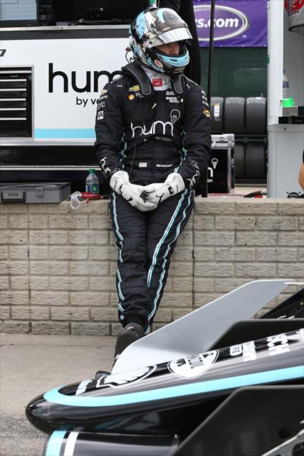 Josef Newgarden waits along pit lane wall prior to practice for the Chevrolet Detroit Grand Prix -- Photo by: Chris Jones