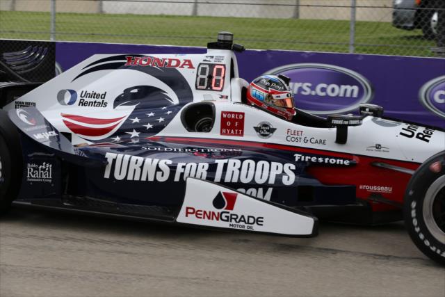 Graham Rahal rolls down pit lane during practice for the Chevrolet Detroit Grand Prix -- Photo by: Chris Jones