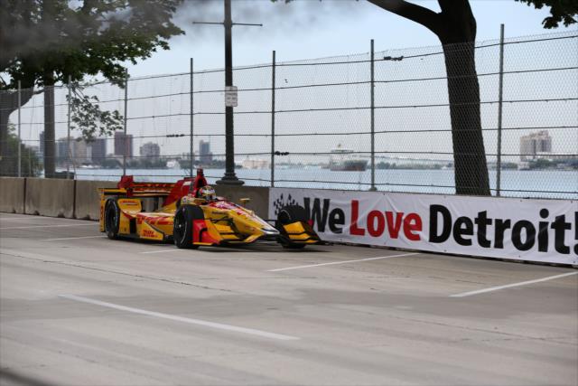 Ryan Hunter-Reay streaks out of Turn 13 during practice for the Chevrolet Detroit Grand Prix -- Photo by: Chris Jones