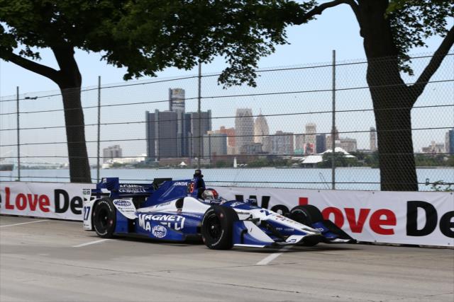 Marco Andretti streaks out of Turn 13 during practice for the Chevrolet Detroit Grand Prix -- Photo by: Chris Jones