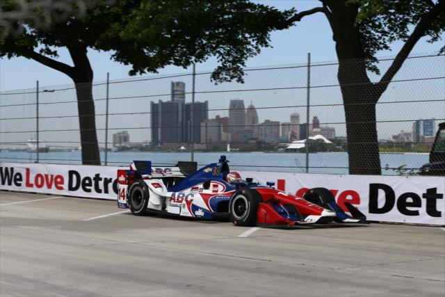 Carlos Munoz streaks out of Turn 13 during practice for the Chevrolet Detroit Grand Prix -- Photo by: Chris Jones