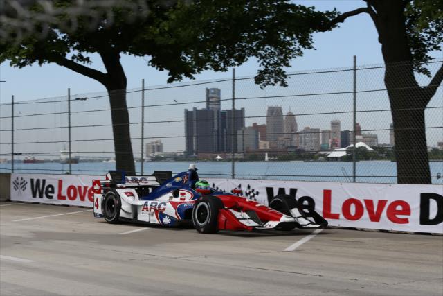 Conor Daly streaks out of Turn 13 during practice for the Chevrolet Detroit Grand Prix -- Photo by: Chris Jones