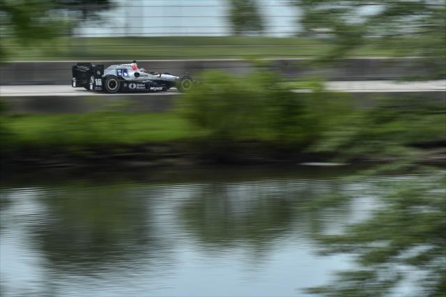Oriol Servia sails down the backstretch during practice for the Chevrolet Detroit Grand Prix -- Photo by: Chris Owens