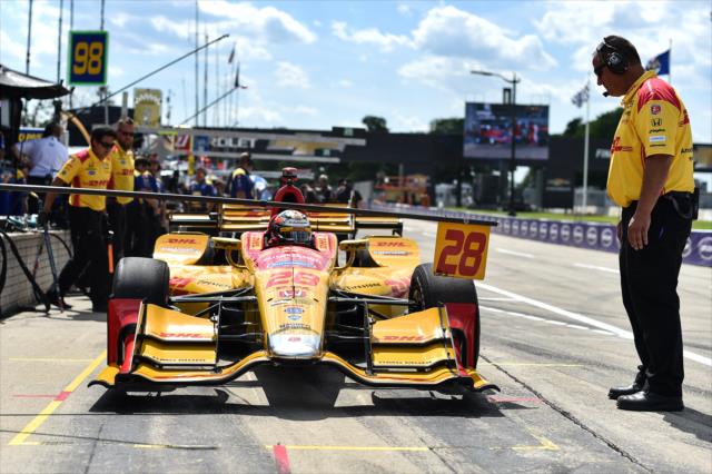 Ryan Hunter-Reay sits on pit lane prior to practice for the Chevrolet Detroit Grand Prix -- Photo by: Chris Owens
