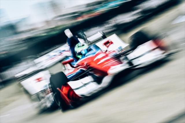 Conor Daly screeches into Turn 2 during practice for the Chevrolet Detroit Grand Prix -- Photo by: Chris Owens