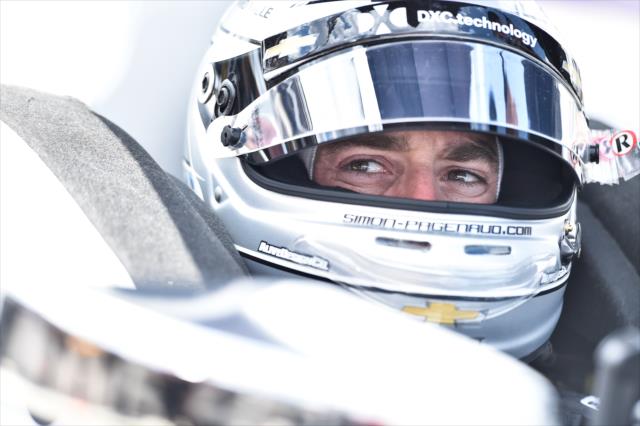 Simon Pagenaud looks over at his team from pit lane prior to practice for the Chevrolet Detroit Grand Prix -- Photo by: Chris Owens