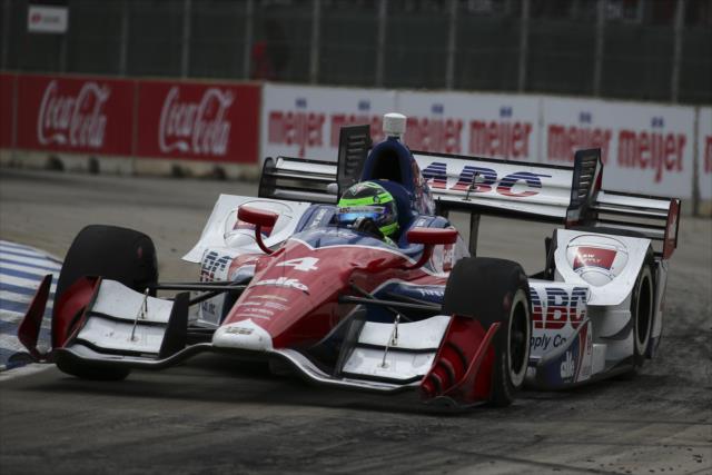 Conor Daly hits the apex of Turn 1 during Race 1 of the Chevrolet Detroit Grand Prix -- Photo by: Bret Kelley