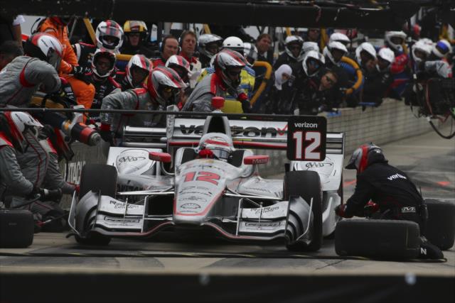 Will Power comes in for tires and fuel on pit lane during Race 1 of the Chevrolet Detroit Grand Prix -- Photo by: Bret Kelley