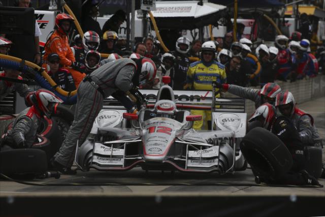 Will Power comes in for tires and fuel on pit lane during Race 1 of the Chevrolet Detroit Grand Prix -- Photo by: Bret Kelley