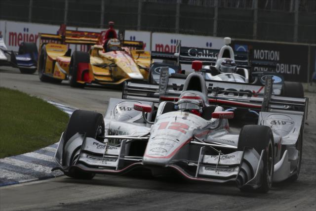 Will Power leads a group through Turn 1 during Race 1 of the Chevrolet Detroit Grand Prix -- Photo by: Bret Kelley