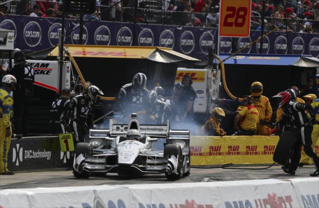 Simon Pagenaud leaves his pit stall after service on pit lane during Race 1 of the Chevrolet Detroit Grand Prix -- Photo by: Bret Kelley
