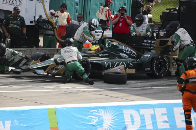 Spencer Pigot comes in for tires and fuel on pit lane during Race 1 of the Chevrolet Detroit Grand Prix -- Photo by: Bret Kelley
