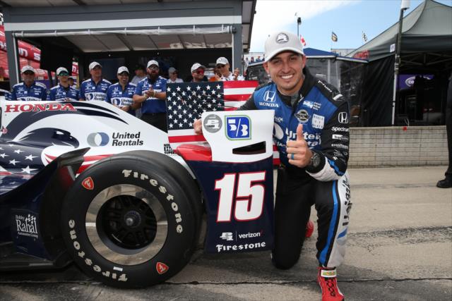 Graham Rahal wins the Verizon P1 Award for winning the pole position for Race 1 of the Chevrolet Detroit Grand Prix -- Photo by: Chris Jones