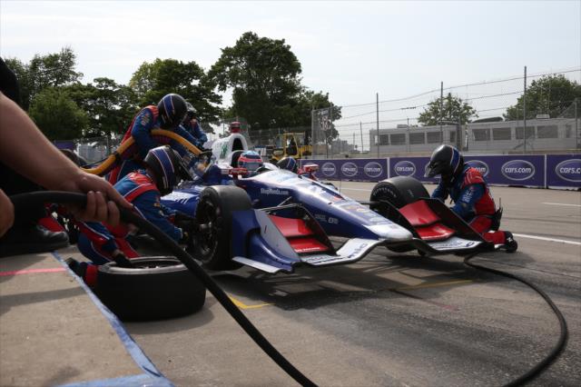 Alexander Rossi comes in for tires and fuel on pit lane during Race 1 of the Chevrolet Detroit Grand Prix -- Photo by: Chris Jones
