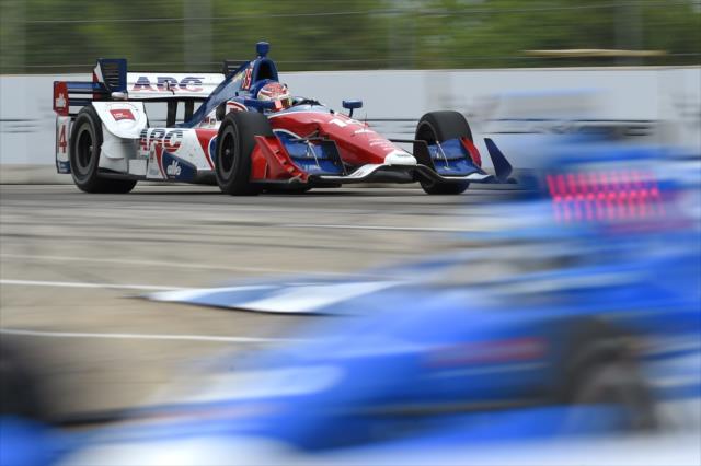 Carlos Munoz sets up for Turn 7 during Race 1 of the Chevrolet Detroit Grand Prix -- Photo by: Chris Owens