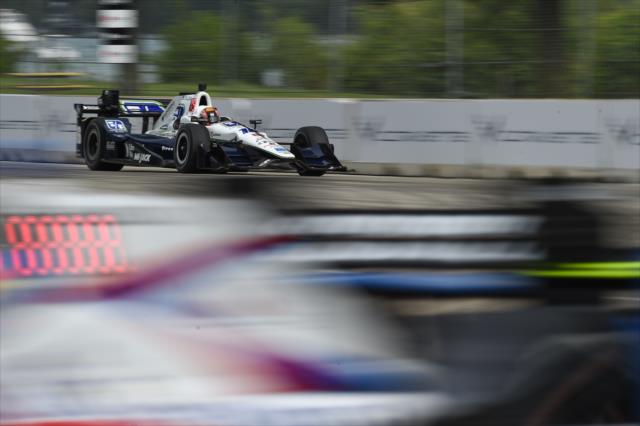 Oriol Servia sets up for Turn 7 during Race 1 of the Chevrolet Detroit Grand Prix -- Photo by: Chris Owens