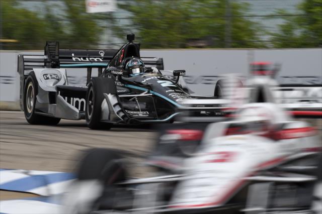 Josef Newgarden chases Helio Castroneves through Turn 7 during Race 1 of the Chevrolet Detroit Grand Prix -- Photo by: Chris Owens