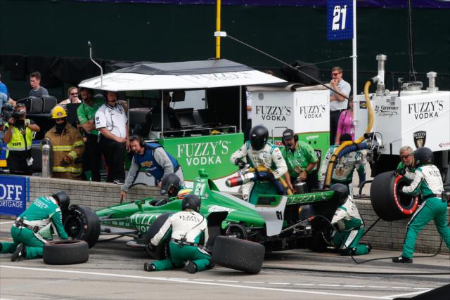 Spencer Pigot comes in for tires and fuel on pit lane during Race 2 of the Chevrolet Detroit Grand Prix at Belle Isle Park -- Photo by: Joe Skibinski