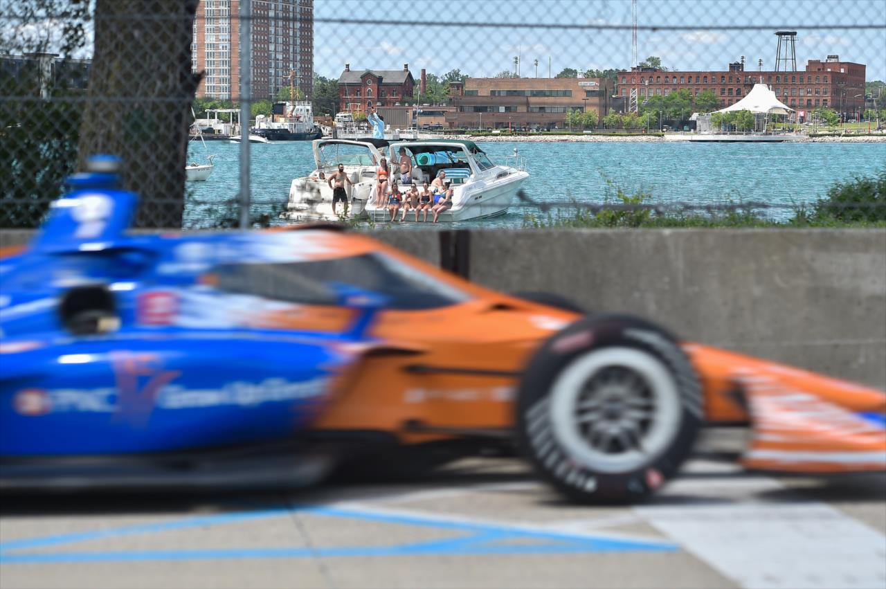 Fans watching on from the stern of a boat - Chevrolet Grand Prix of Detroit -- Photo by: Chris Owens