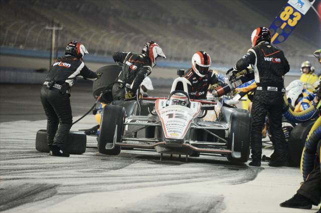 Will Power and Team Penske make a pit stop during the late stages of the MAVTV 500 at Auto Club Speedway -- Photo by: Chris Owens