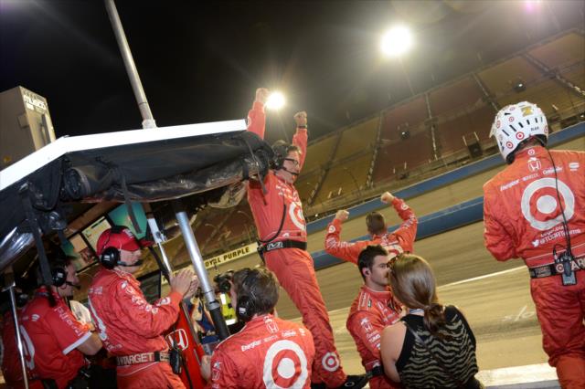 The Target Chip Ganassi Racing team begin to celebrate their 2013 IZOD IndyCar Series championship -- Photo by: Chris Owens